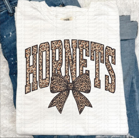 Hornets Leopard Bow Shirt/Long Sleeve/Crewneck/Hoodie