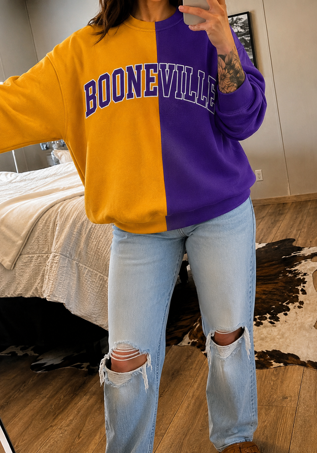 Spirit Split Color Crewneck-ADULT