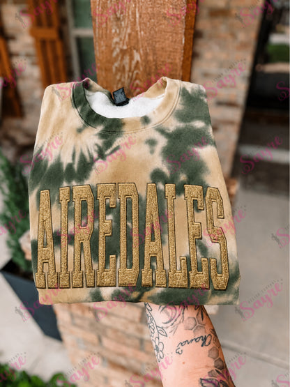 Tie-Dye & Glittered Embroidered Airedales/Pointers Crewneck Sweatshirt- Closes 8/9!