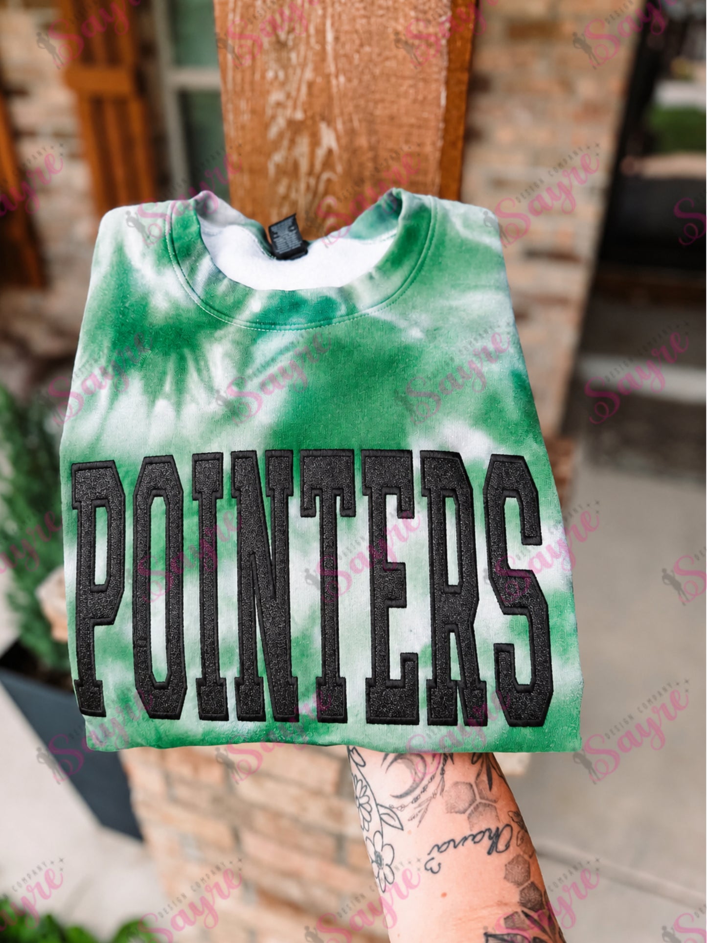 Tie-Dye & Glittered Embroidered Airedales/Pointers Crewneck Sweatshirt- Closes 8/9!
