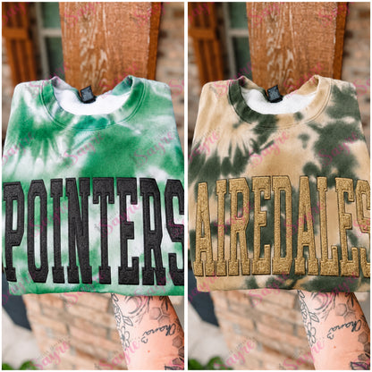 Tie-Dye & Glittered Embroidered Airedales/Pointers Crewneck Sweatshirt- Closes 8/9!