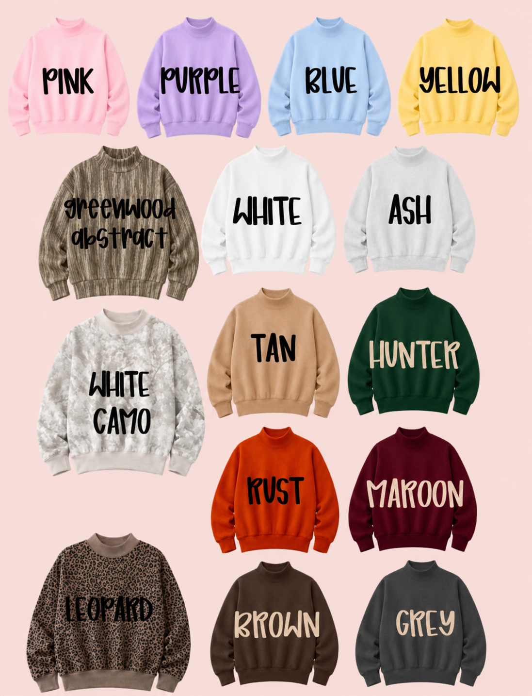 Custom Text Mock Neck SWEATSHIRT ONLY