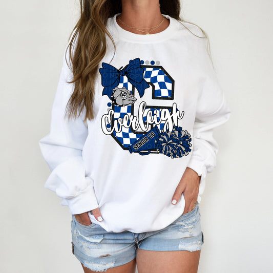 Customizable Senior Cheer Checkered Letter Shirt/Long Sleeve/Crewneck/Hoodie