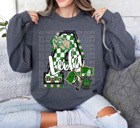 Customizable Senior Color Guard Checkered Letter Shirt/Long Sleeve/Crewneck/Hoodie