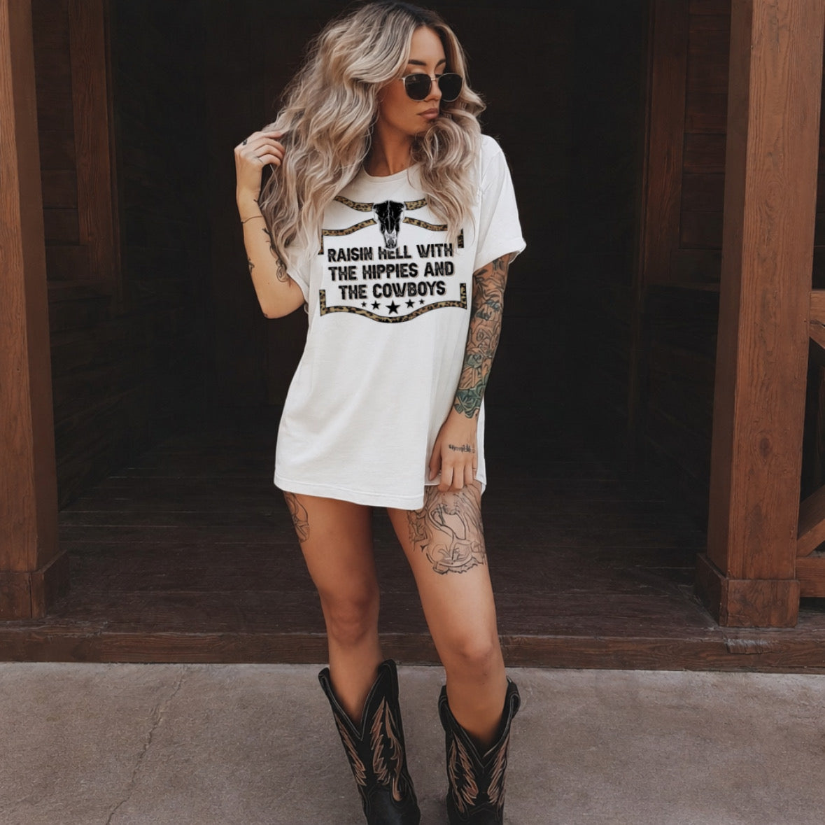 Skull & Leopard Hippies and Cowboys Shirt/Sweatshirt