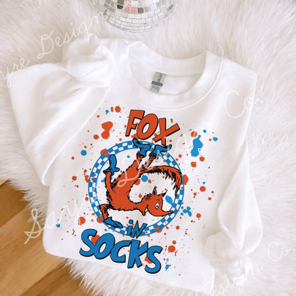 Fox in Socks Splatter Onesie/Shirt/Long Sleeve/Crewneck