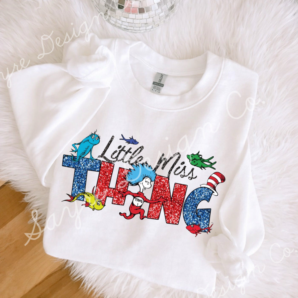 Faux Glitter Little Miss Thing Onesie/Shirt/Long Sleeve/Crewneck
