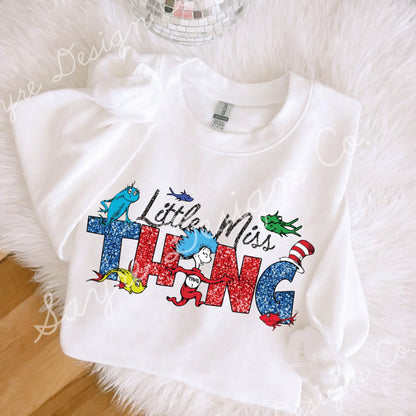 Faux Glitter Little Miss Thing Onesie/Shirt/Long Sleeve/Crewneck