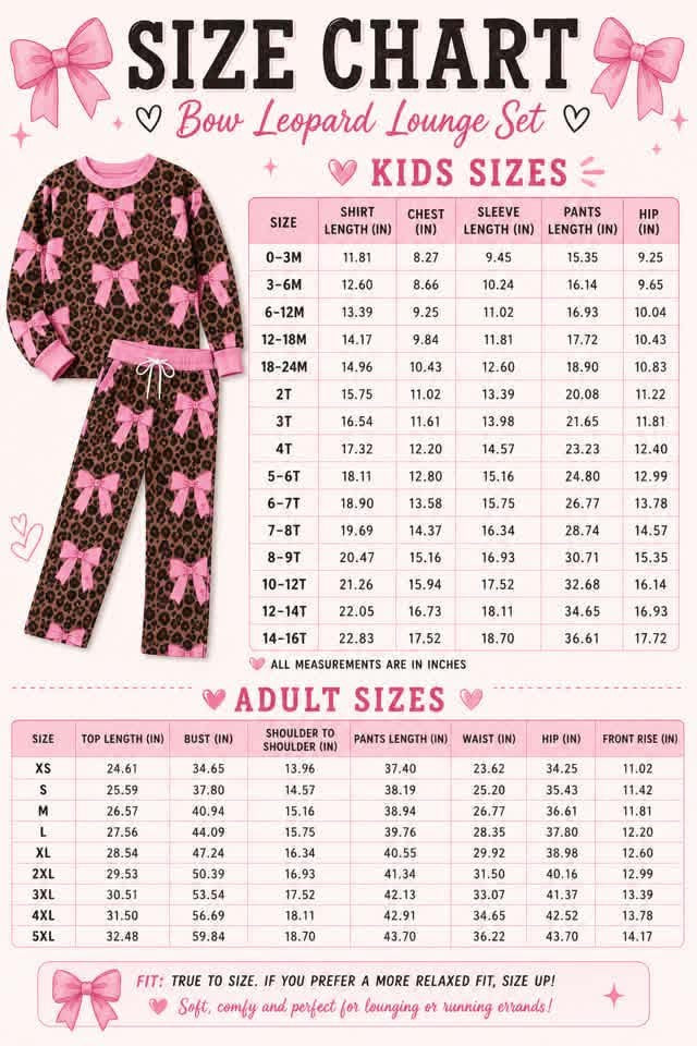 Leopard & Bow Lounge Set- Closes 8/23!