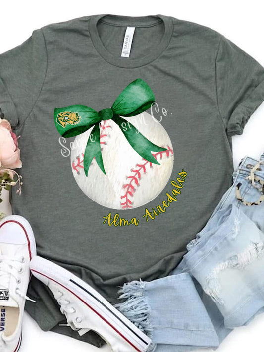 Customizable Baseball Coquette Bow Shirt/Long Sleeve/Crewneck/Hoodie