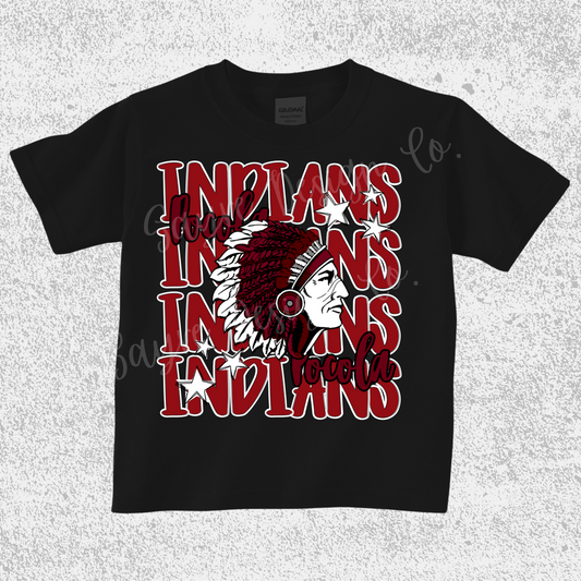 Pocola Indians Stacked Tee Youth