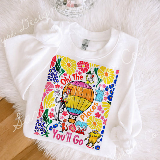 Oh the Places You’ll Go Floral Onesie/Shirt/Long Sleeve/Crewneck