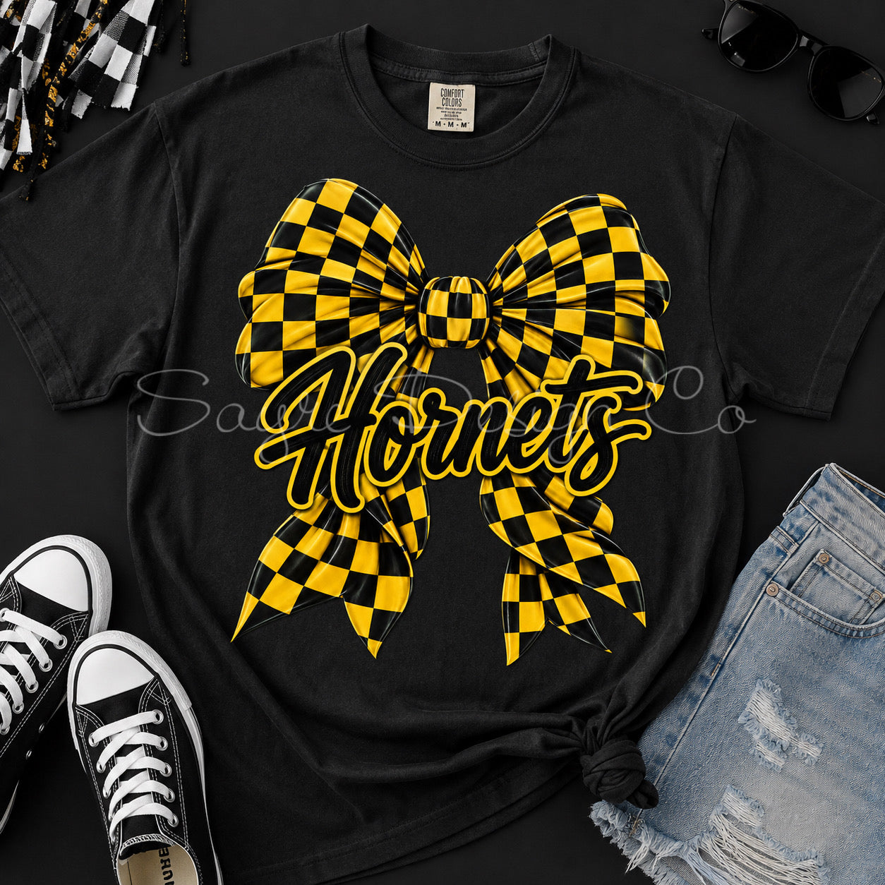 Customizable Checker Bow Team Shirt/Long Sleeve/Crewneck/Hoodie