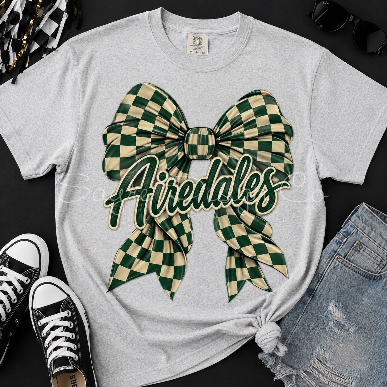 Customizable Checker Bow Team Shirt/Long Sleeve/Crewneck/Hoodie