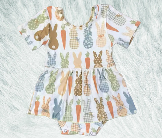 Carrot Bunny Bamboo Skirted Romper