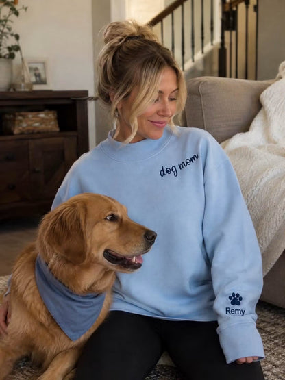 Dog Mom Mock Neck Sweatshirt Embroidered-Closes 8/30