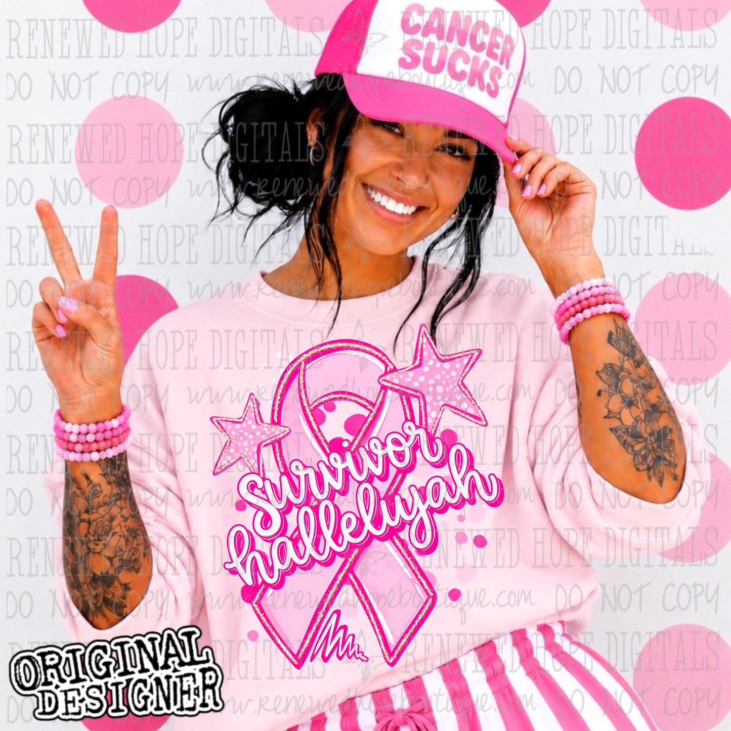 Girly Pink Ribbon Survivor Hallelujah Tee/Crewneck Sweatshirt