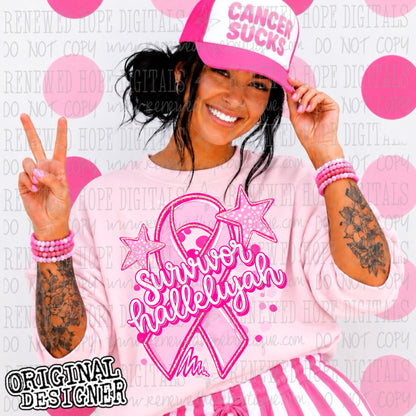 Girly Pink Ribbon Survivor Hallelujah Tee/Crewneck Sweatshirt