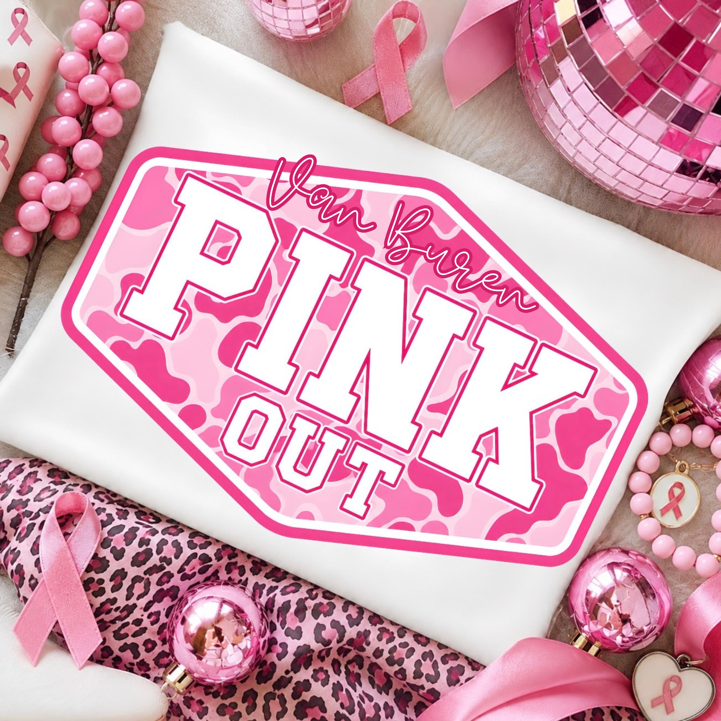 Customizable Camo Badge Pink Out Tee/Crewneck Sweatshirt