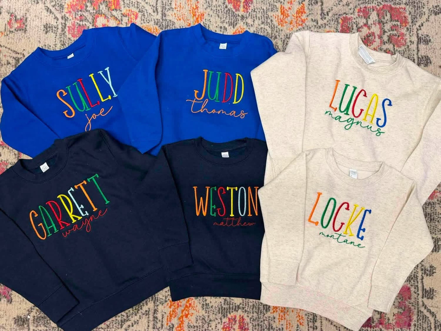 Custom Embroidered Name Sweatshirts/Body Suits