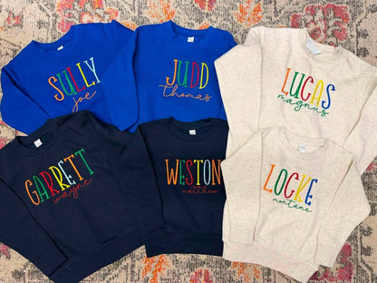 Custom Embroidered Name Sweatshirts/Body Suits