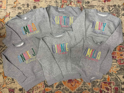 Custom Embroidered Name Sweatshirts/Body Suits