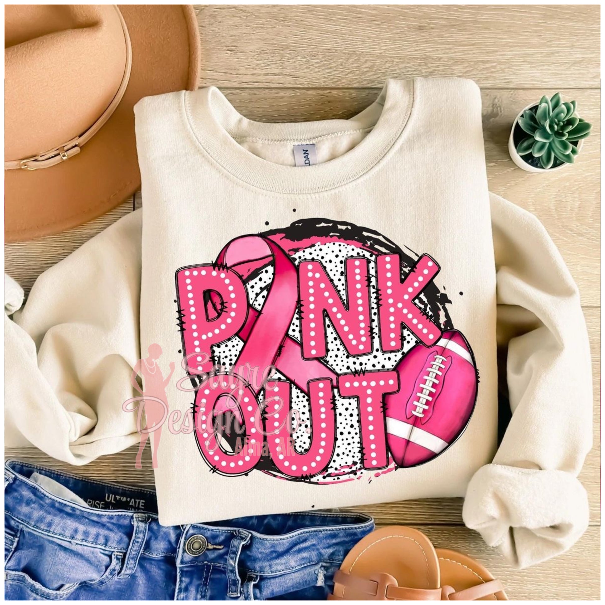 Pink Out Spotted Circle Football- Youth Sayre Design Co.