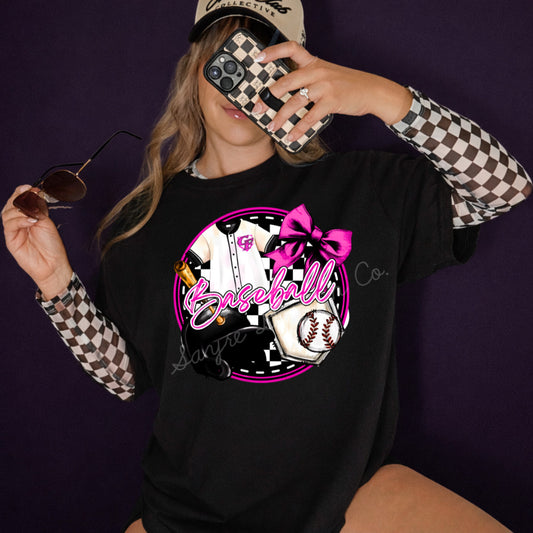 Pink CF Baseball Circle Shirt/Long Sleeve/Crewneck/Hoodie