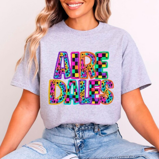 Alma Airedales Neon Checker Leopard Shirt/Long Sleeve/Crewneck/Hoodie