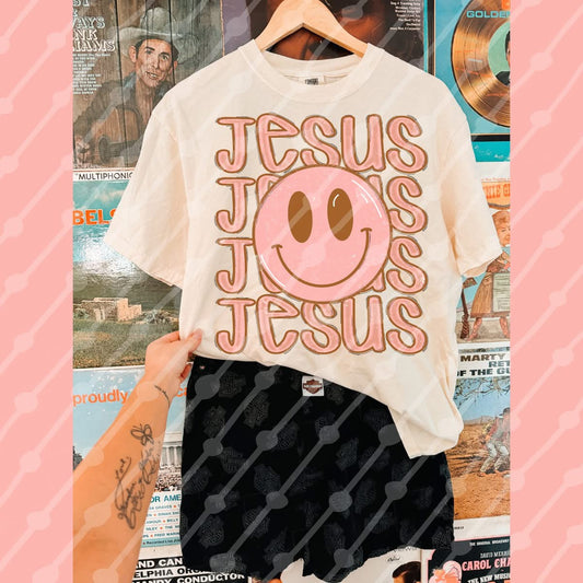 Jesus Stacked Smiley Tee
