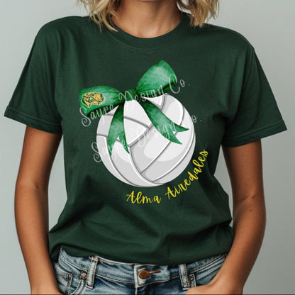 Customizable Volleyball Coquette Bow Shirt/Long Sleeve/Crewneck/Hoodie