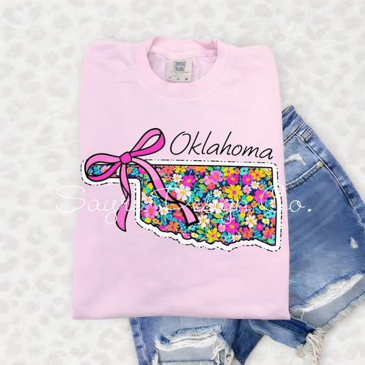Oklahoma Bow Spring Floral Tee