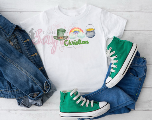 Custom Name St. Patrick’s Day Symbols Youth T-Shirt/Crewneck BOY DESIGN