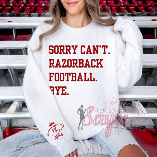Customizable College Can’t Team Football Bye Crewneck