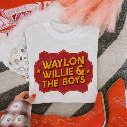 Waylon Willie & the Boys Red Plaque Shirt/Sweatshirt