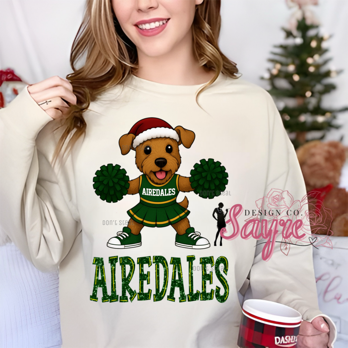 Customizable Cheer Mascot Santa Shirt/Long Sleeve/Crewneck/Hoodie