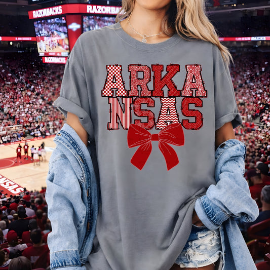 Block Arkansas Bow Shirt/Long Sleeve/Crewneck/Hoodie