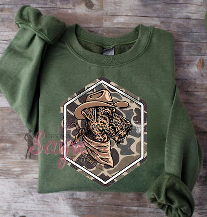 Camo Block Western Airedales Shirt/Long Sleeve/Crewneck/Hoodie