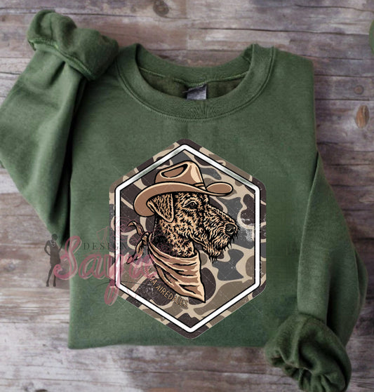 Camo Block Western Airedales Shirt/Long Sleeve/Crewneck/Hoodie