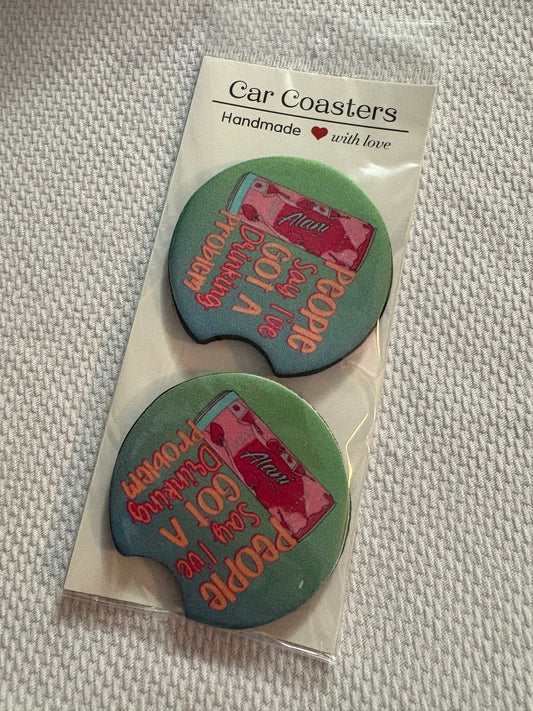 Alani Pink Slush Drinking Problem Car Coasters