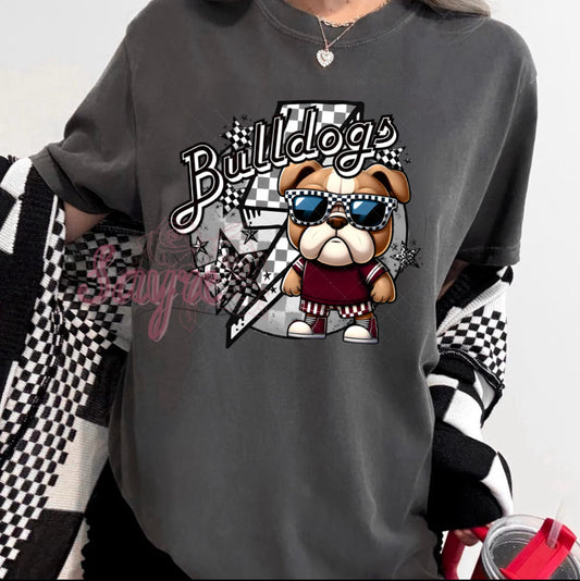 Checkered Mascot Bulldogs- Red Shirt/Long Sleeve/Crewneck/Hoodie