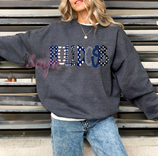 Bulldogs Spirit Text- Navy Shirt/Long Sleeve/Crewneck/Hoodie