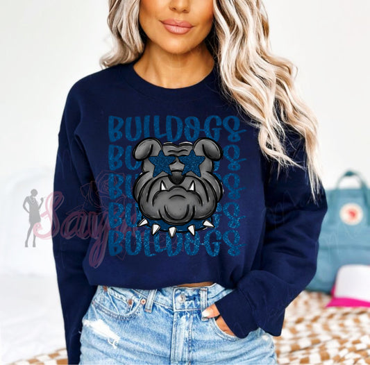 Stacked Bulldogs- Navy Shirt/Long Sleeve/Crewneck/Hoodie