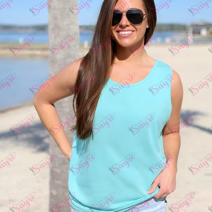 Lagoon Blue Comfort Colors Tank Lakeside IRL Mockup