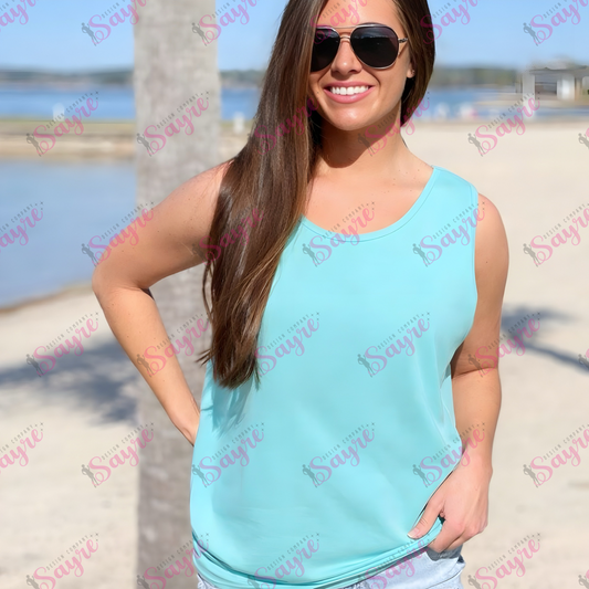 Lagoon Blue Comfort Colors Tank Lakeside IRL Mockup