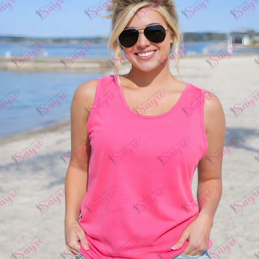 Neon Pink Comfort Colors Tank Lakeside IRL Mockup