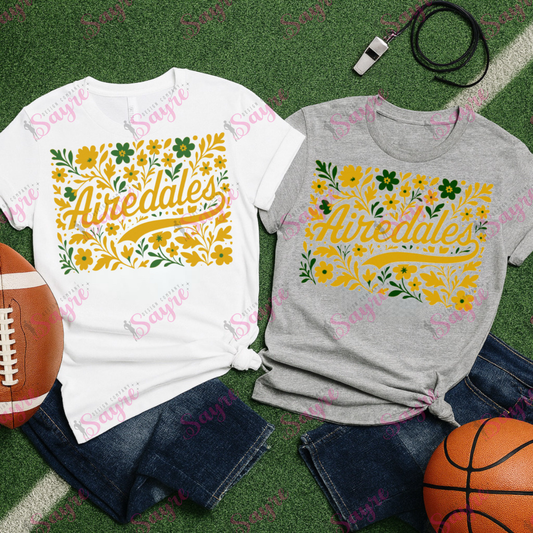 Airedales Retro Floral Shirt/Long Sleeve/Crewneck/Hoodie