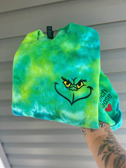 Hand Dyed Tie-Dye Feeling Grnchy Embroidered Crewneck- Closes 10/18!
