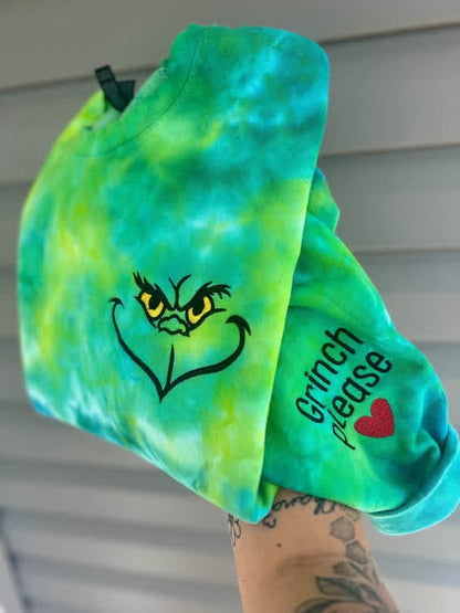 Hand Dyed Tie-Dye Feeling Grnchy Embroidered Crewneck- Closes 10/18!