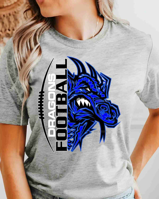Blue Dragon Football Shirt/Long Sleeve/Crewneck/Hoodie